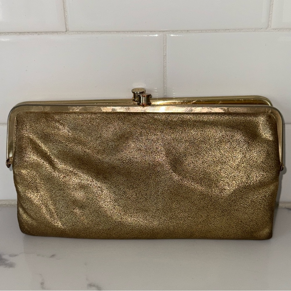 Hobo Lauren Leather Gold Clutch Bag Wallet
